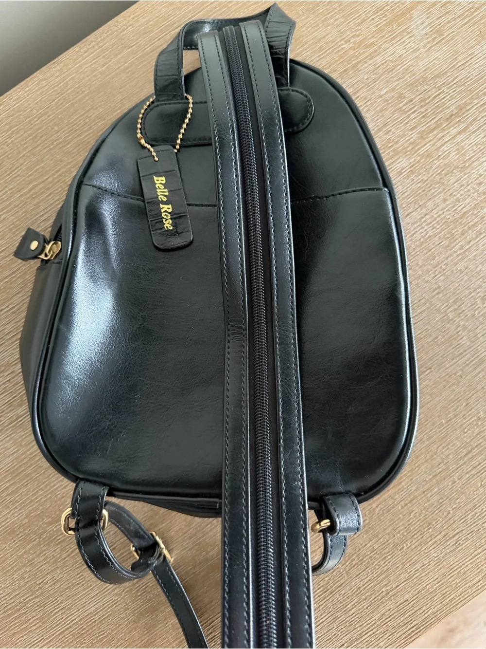 Vintage Belle Rose Black Croc Embossed Backpack Purse